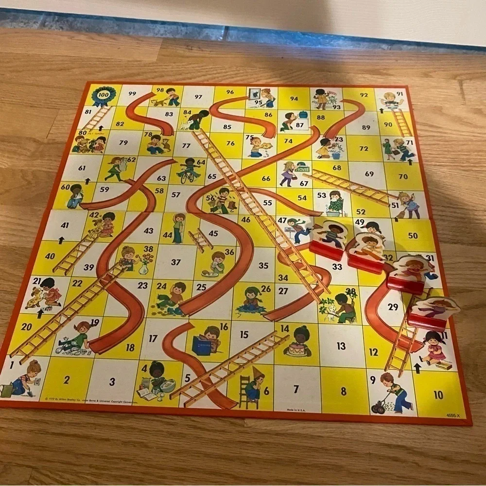 Vintage Chutes and Ladders Board Game 1974 EXCELLENT Milton Bradley